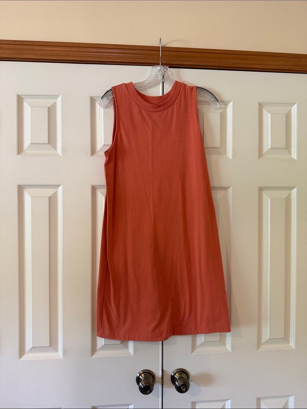 Sleeveless Shift Dress in Warm Terracotta